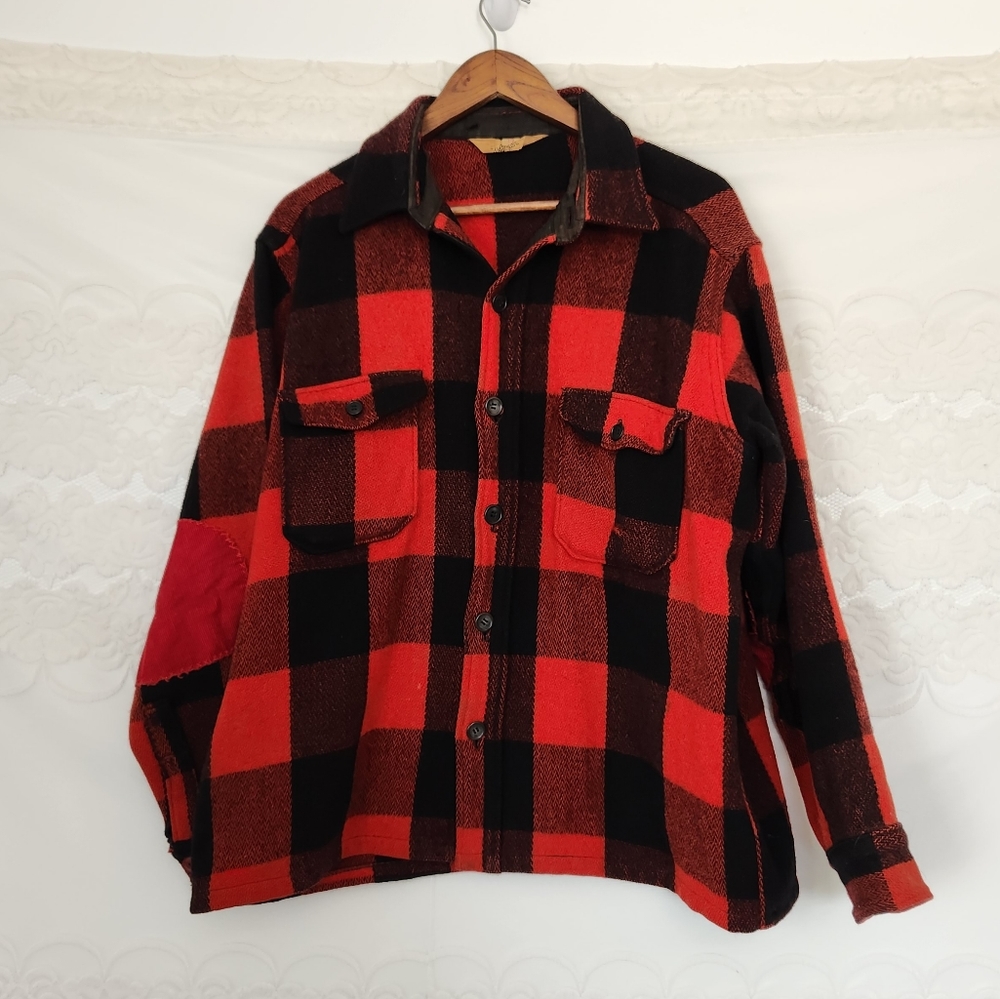 Vintage Distressed Woolrich Wool Plaid Jacket